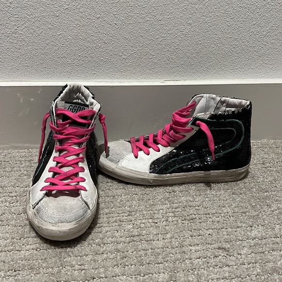 Golden Goose Slides - Pink, Black, White Sequin Sneaker - Picture 3 of 9